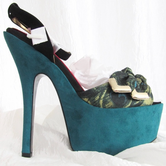 New Peacock Blue Circus by Sam Edleman Jenny Platform heels 7 - Picture 1 of 7